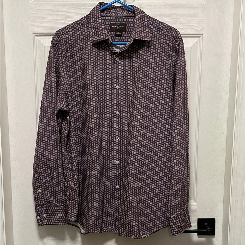 Black Brown 1826 | Purple | Printed | Geometric | Button Down | Shirt | Size L